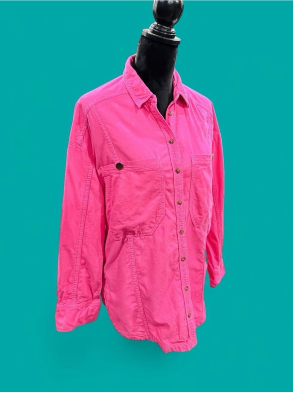 Pilcro Anthropologie Pink Corduroy Shacket Overshirt XS Indie Dopamine Colorful